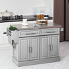 HOMCOM Kitchen Island with Storage, Rolling Kitchen Cart on Wheels with Stainless Steel Top, 2 Drawers, 2 Cabinets, Spice Rack, Knife and Towel Rack, Grey