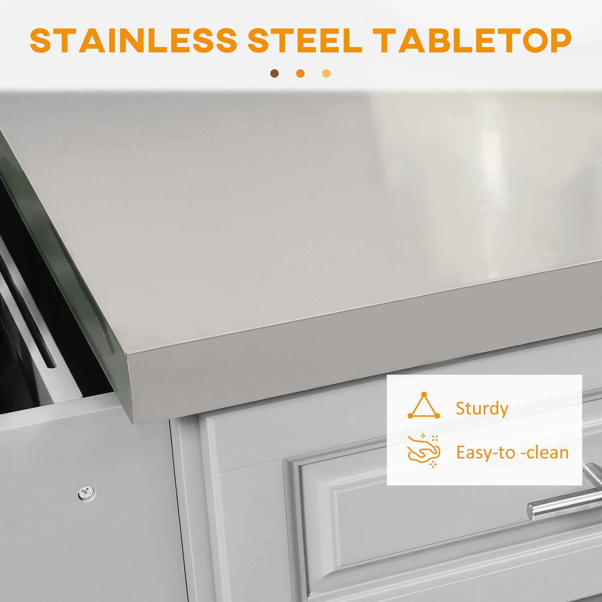 HOMCOM Kitchen Island with Storage, Rolling Kitchen Cart on Wheels with Stainless Steel Top, 2 Drawers, 2 Cabinets, Spice Rack, Knife and Towel Rack, Grey