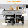 HOMCOM Kitchen Island with Storage, Rolling Kitchen Cart on Wheels with Stainless Steel Top, 2 Drawers, 2 Cabinets, Spice Rack, Knife and Towel Rack, Grey