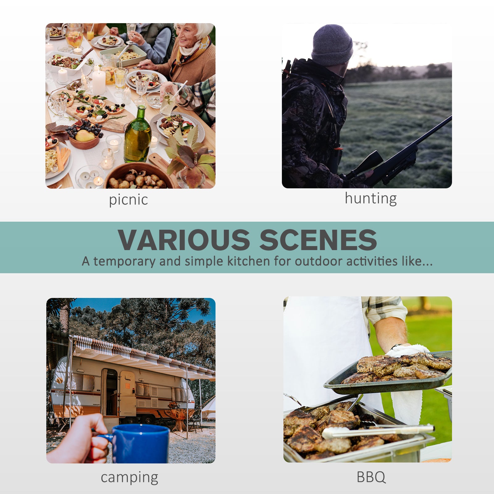 Outsunny Folding Table Fish Table Cleaning Wash Table with Sink, Faucet and Spray Cleaner for BBQ Camping Picnic Garden 45"x23"x37" White