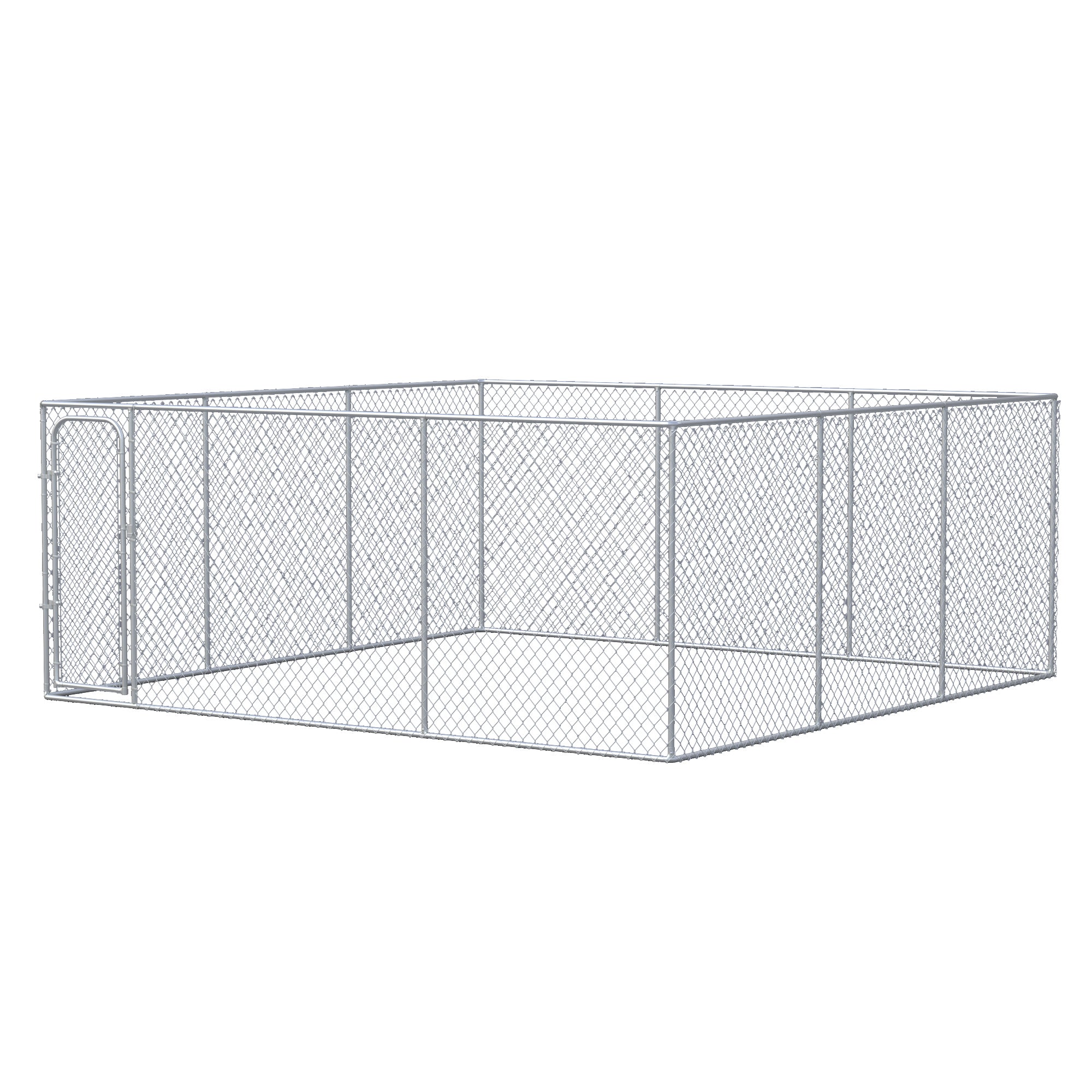 PawHut Large Dog Kennel Outside, Heavy Duty Dog Cage, Outdoor Fence Dog Run with Galvanized Chain Link, Secure Lock, 15.1' x 15.1' x 6