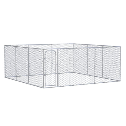 PawHut Large Dog Kennel Outside, Heavy Duty Dog Cage, Outdoor Fence Dog Run with Galvanized Chain Link, Secure Lock, 15.1' x 15.1' x 6