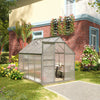 Outsunny 6' x 8' x 6.5' Polycarbonate Greenhouse, Walk-in Green House with Adjustable Roof Vent, Galvanized Base, Sliding Door and Rain Gutter for Outdoor, Garden, Backyard, Clear