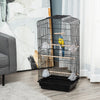 PawHut 36" Bird Cage for Finches, Canaries Budgies, Parrot Cage with Accessories, Handle, Black