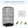 PawHut 36" Bird Cage for Finches, Canaries Budgies, Parrot Cage with Accessories, Handle, Black