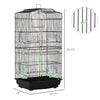 PawHut 36" Bird Cage for Finches, Canaries Budgies, Parrot Cage with Accessories, Handle, Black
