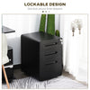 Vinsetto 3 Drawer Vertical Filing Cabinet with Lock and Wheels, Under Desk Mobile File Cabinet for Legal, A4, Letter Size, Steel Frame for Home Office, Black