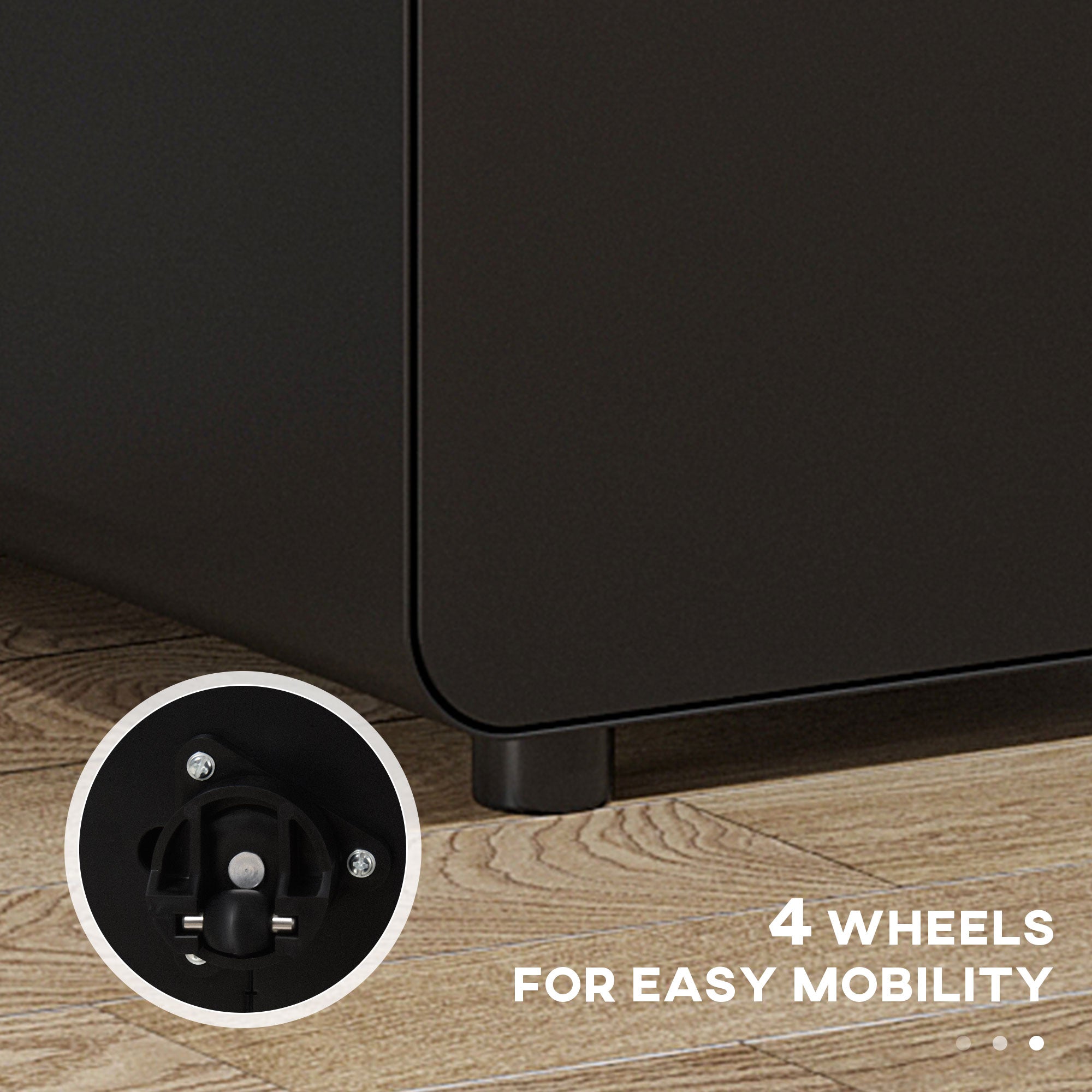 Vinsetto 3 Drawer Vertical Filing Cabinet with Lock and Wheels, Under Desk Mobile File Cabinet for Legal, A4, Letter Size, Steel Frame for Home Office, Black