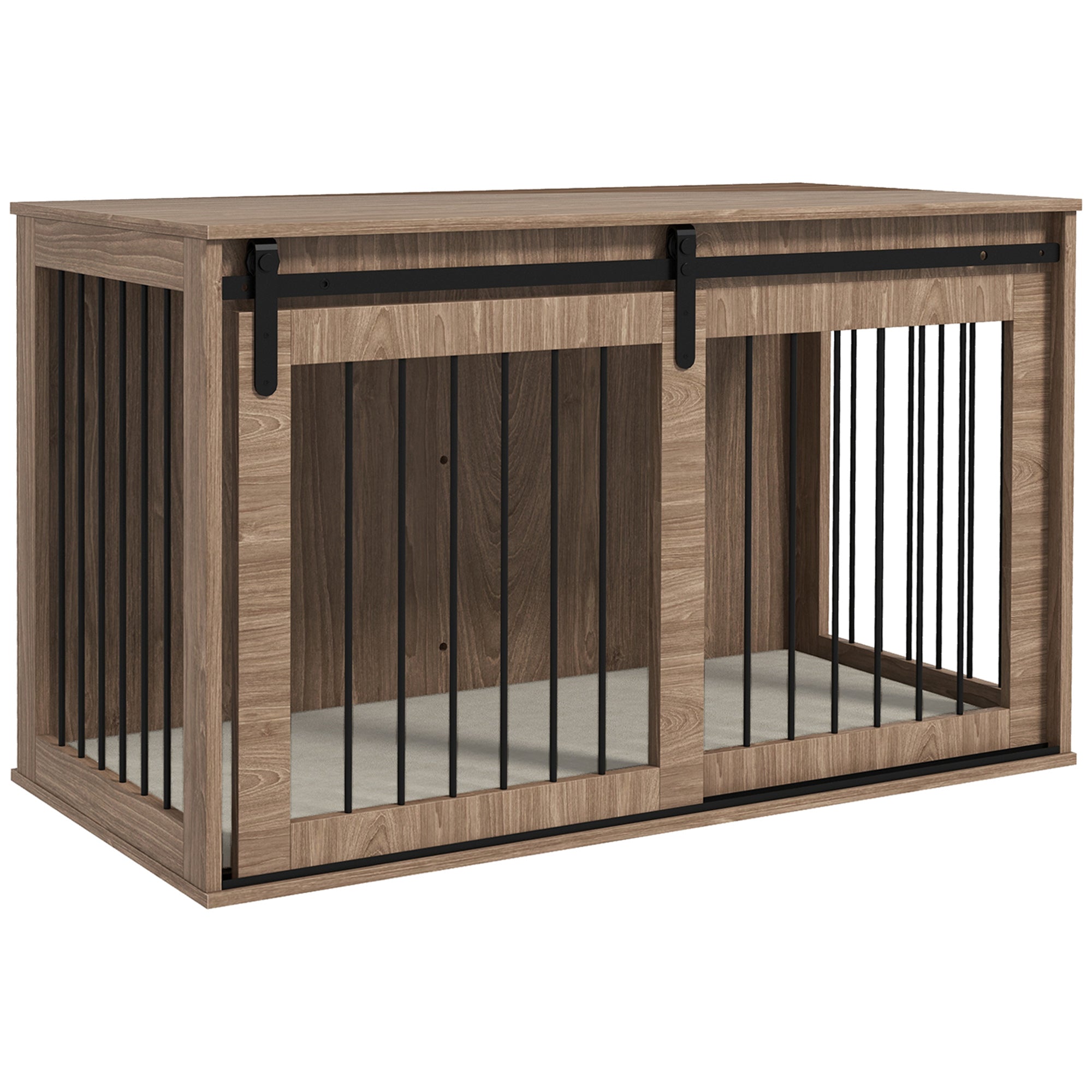 PawHut Dog Crate Furniture, Dog House Furniture Style for Large Breeds, Pet Kennel with Removable Cushion for Indoor Use, 98 x 58 x 61cm, Brown