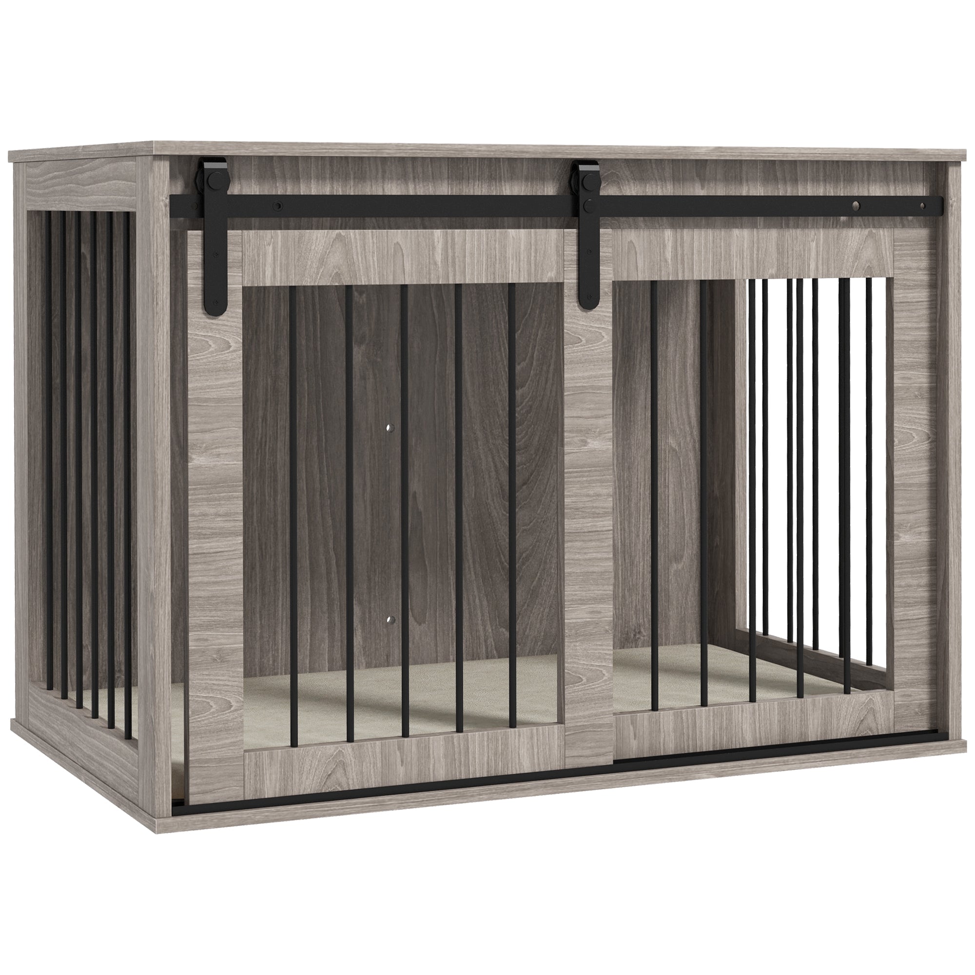 PawHut Dog Crate Furniture, Dog House Furniture Style for Large Breeds, Pet Kennel with Removable Cushion for Indoor Use, 98 x 58 x 61cm, Brown