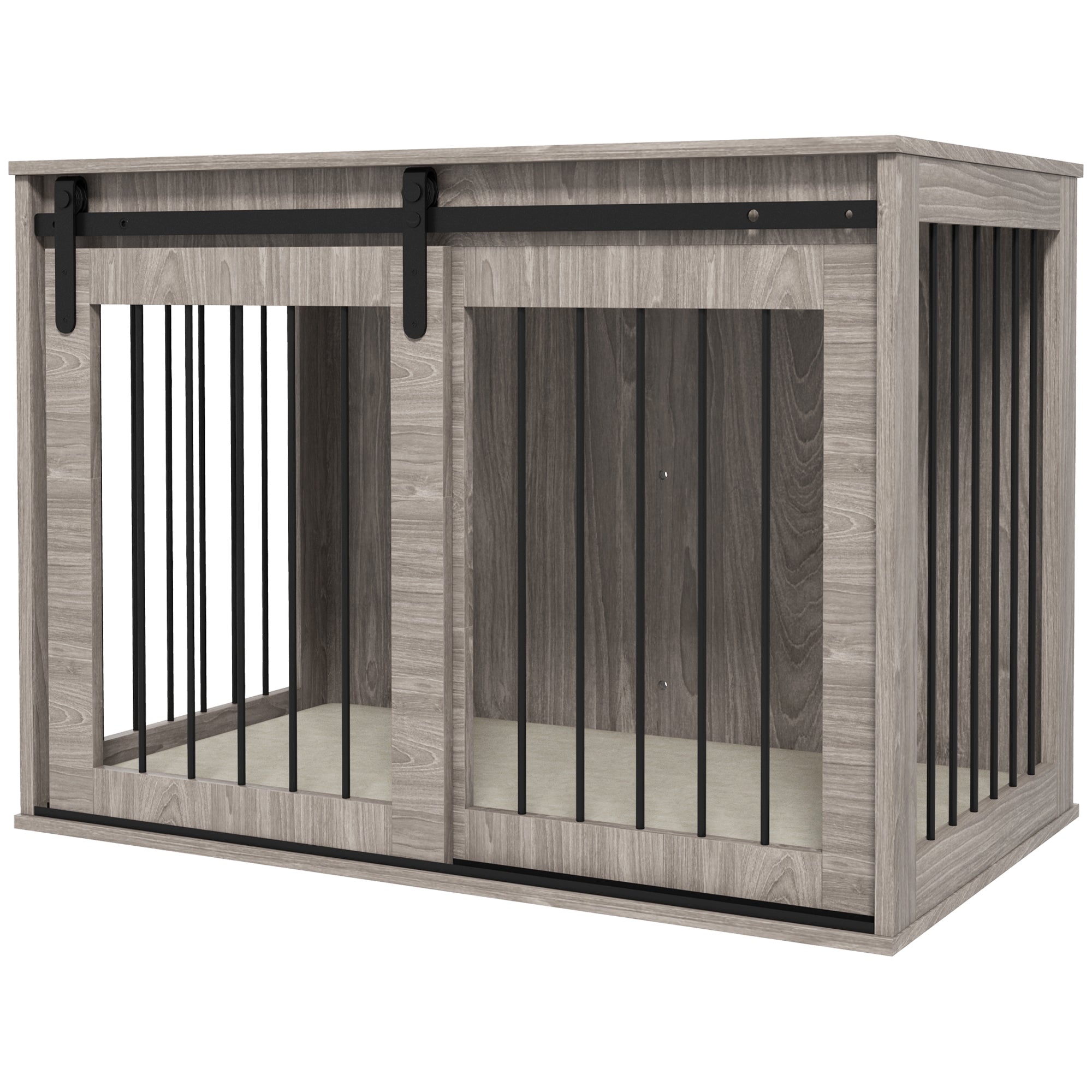 PawHut Dog Crate Furniture, Dog House Furniture Style for Large Breeds, Pet Kennel with Removable Cushion for Indoor Use, 98 x 58 x 61cm, Brown