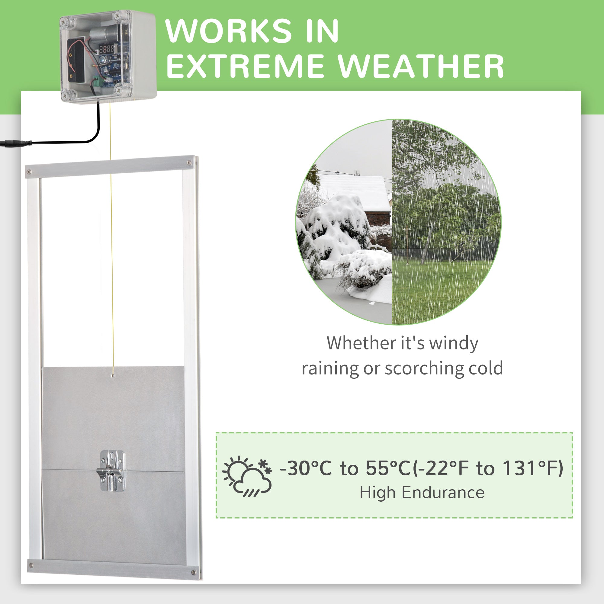 PawHut Automatic Chicken Coop Door Opener with Timer & Light Sensor, Aluminum Weatherproof Chicken Door with 6V DC Power Supply and Remote Controls, Silver