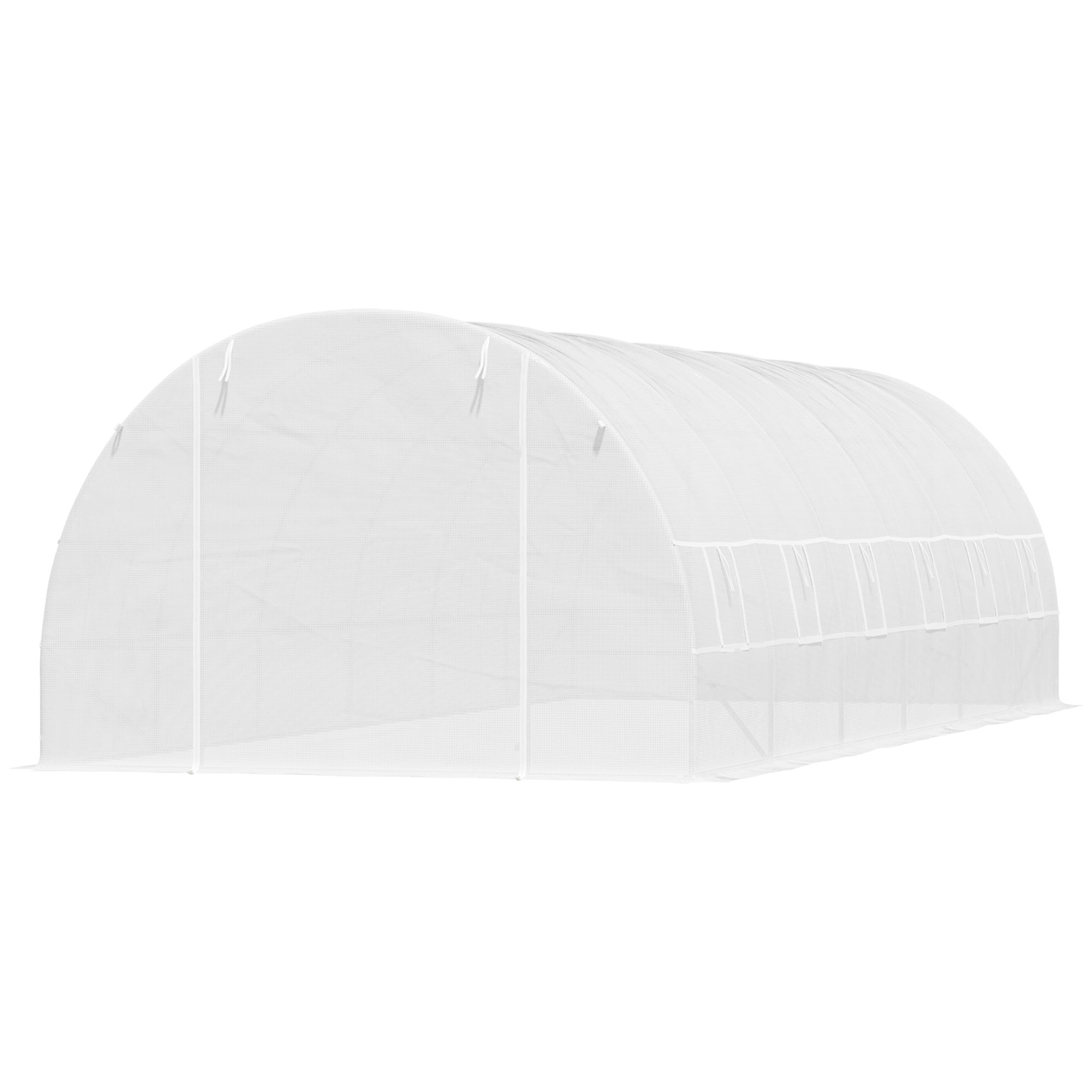 Outsunny 26' x 10' x 6.6' Large Walk in Tunnel Greenhouse Garden Plant Seed Green House Premium Steel Frame, White