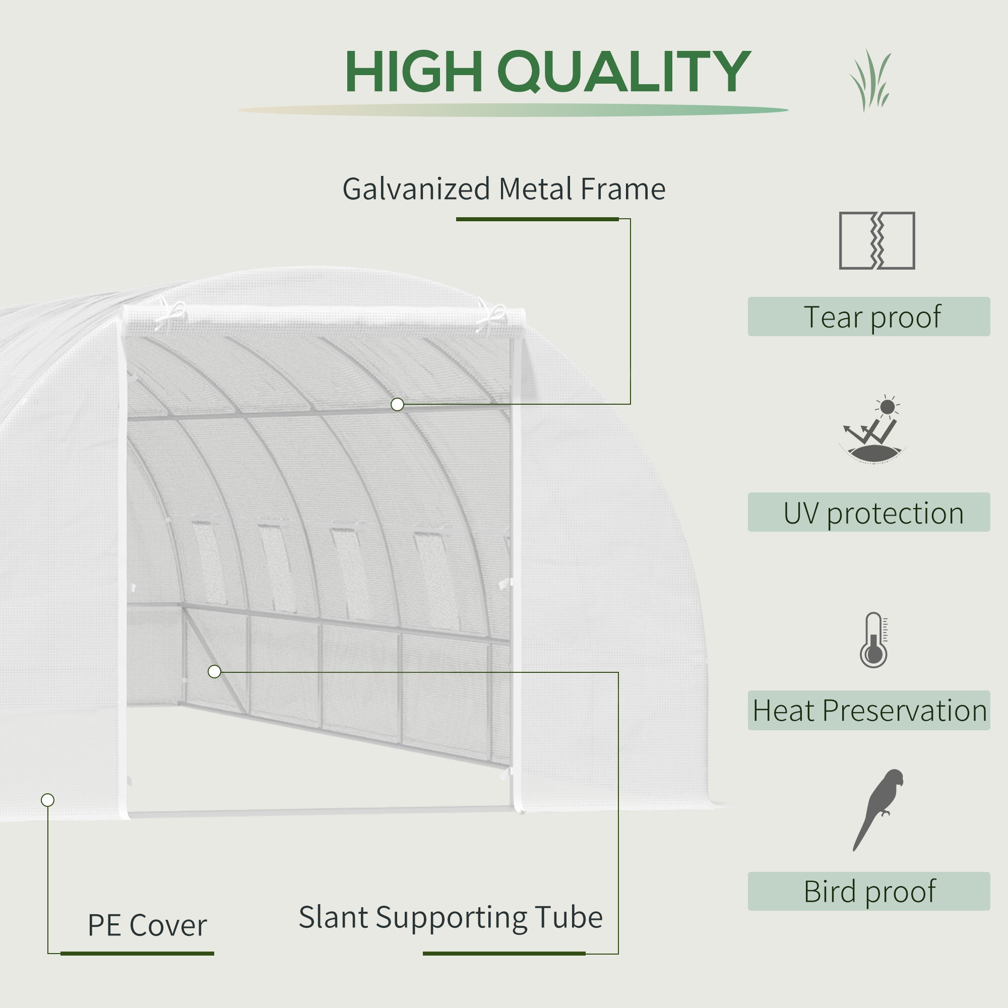 Outsunny 26' x 10' x 6.6' Large Walk in Tunnel Greenhouse Garden Plant Seed Green House Premium Steel Frame, White
