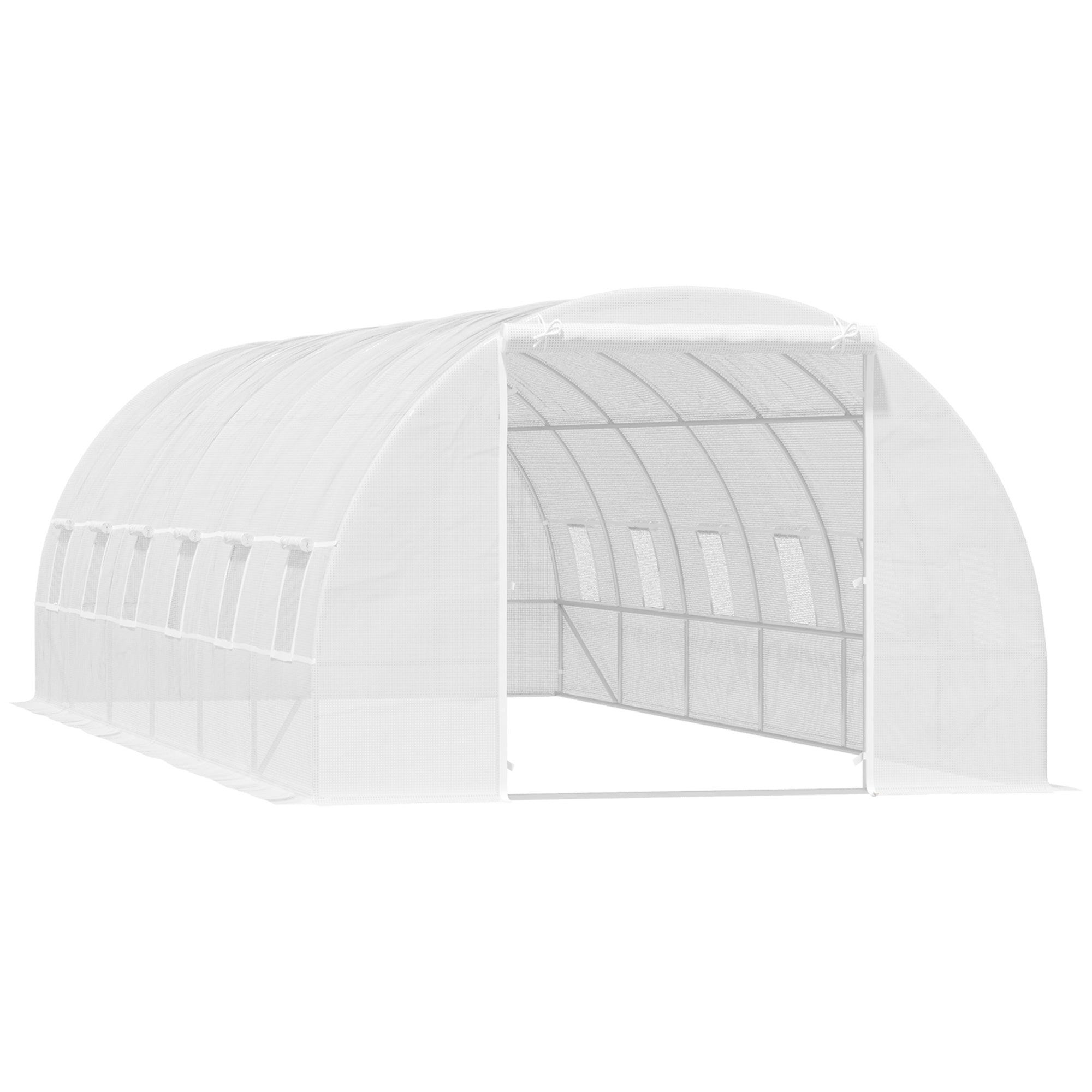 Outsunny 26' x 10' x 6.6' Large Walk in Tunnel Greenhouse Garden Plant Seed Green House Premium Steel Frame, White