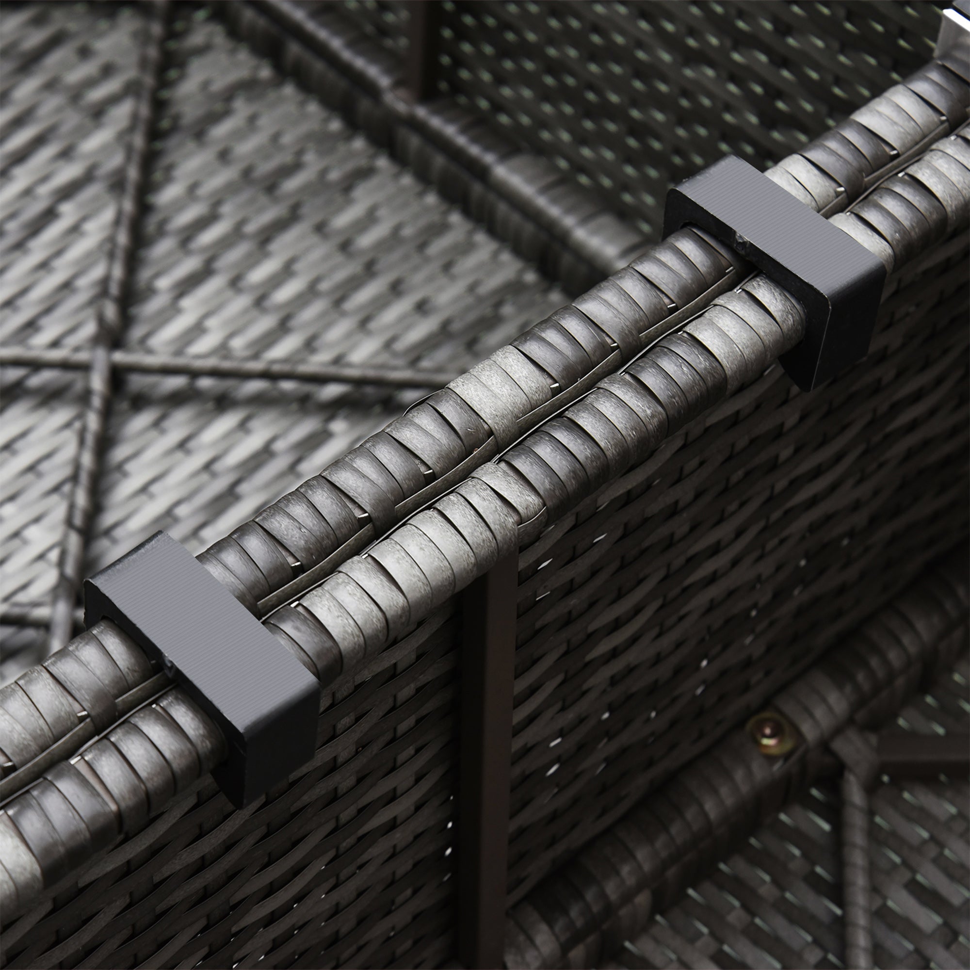 Outsunny 6 Pieces Outdoor PE Rattan Wicker Patio Furniture Sofa Set with Thick Cushions, Deluxe Garden Sectional Couch with Glass Top Table, Mixed Grey and Charcoal