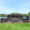 Outsunny 6 Pieces Outdoor PE Rattan Wicker Patio Furniture Sofa Set with Thick Cushions, Deluxe Garden Sectional Couch with Glass Top Table, Mixed Grey and Charcoal