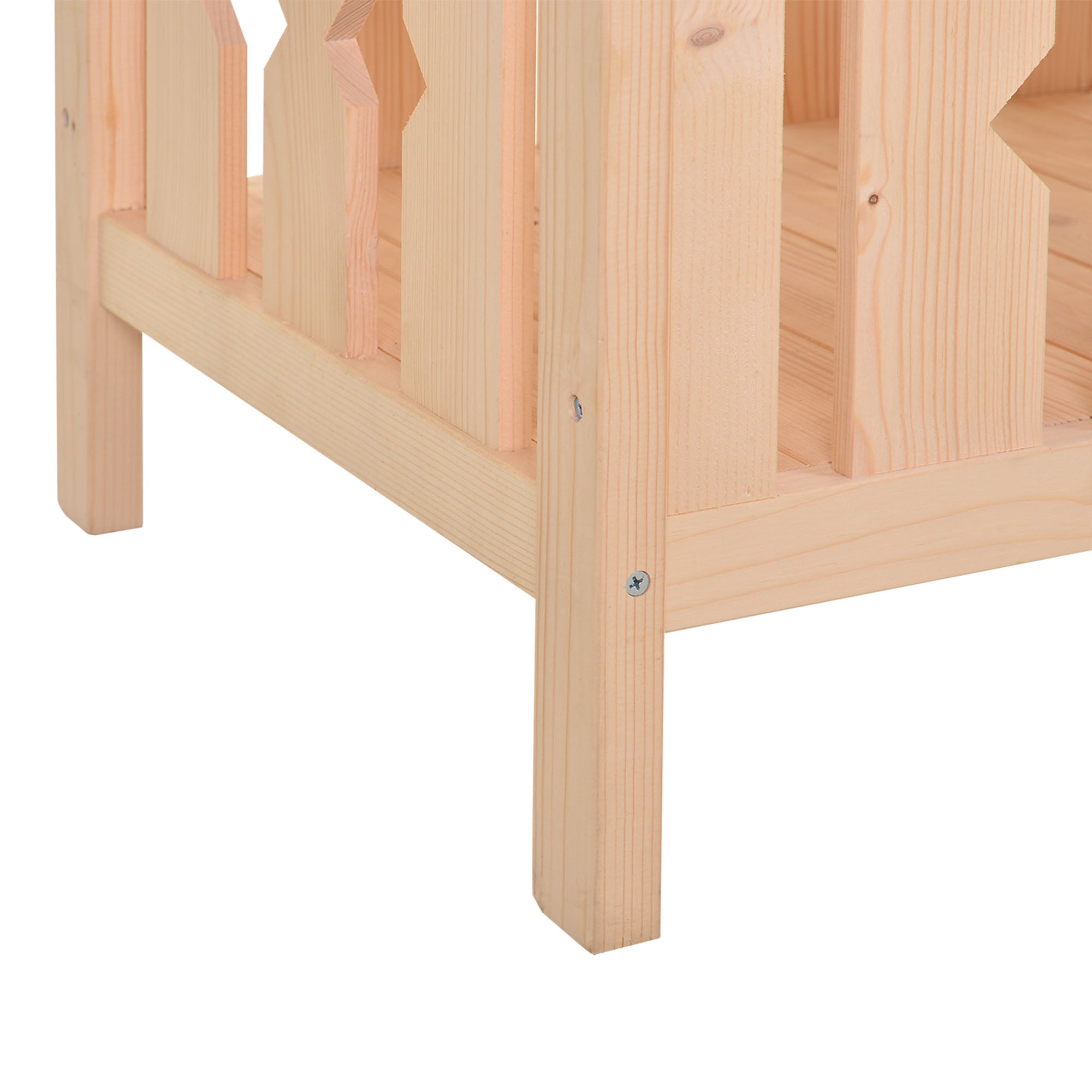 PawHut 2-Story Wooden Cat House with 2 Elevated Pet Beds, Protective & Secure Side Rails & Sturdy Wooden Design, Natural