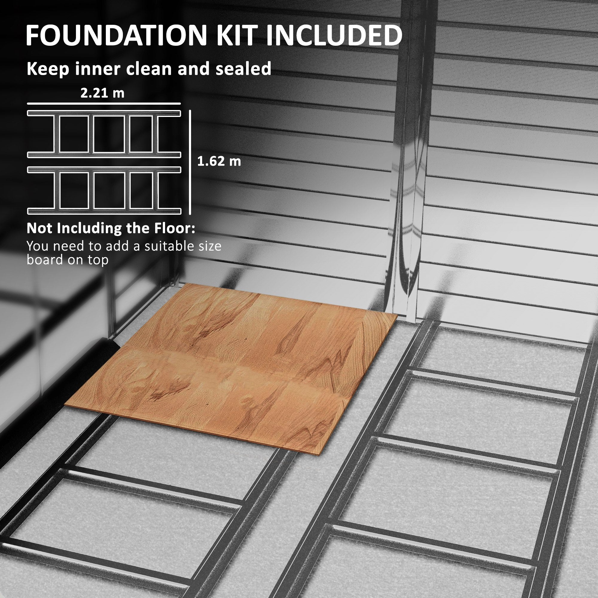 Outsunny 8' x 7' Outdoor Storage Shed, Galvanized Steel Metal Garden Shed with Lockable Doors, Floor Frame, Vents, Lock and Gloves for Backyard, Lawn, Patio, Teak