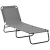 Outsunny Folding Lounge Chair, Outdoor Sun Tanning Chair with 5 Level Reclining Back, Steel Frame and Breathable Mesh for Beach, Yard, Patio, Grey