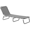 Outsunny Folding Lounge Chair, Outdoor Sun Tanning Chair with 5 Level Reclining Back, Steel Frame and Breathable Mesh for Beach, Yard, Patio, Grey