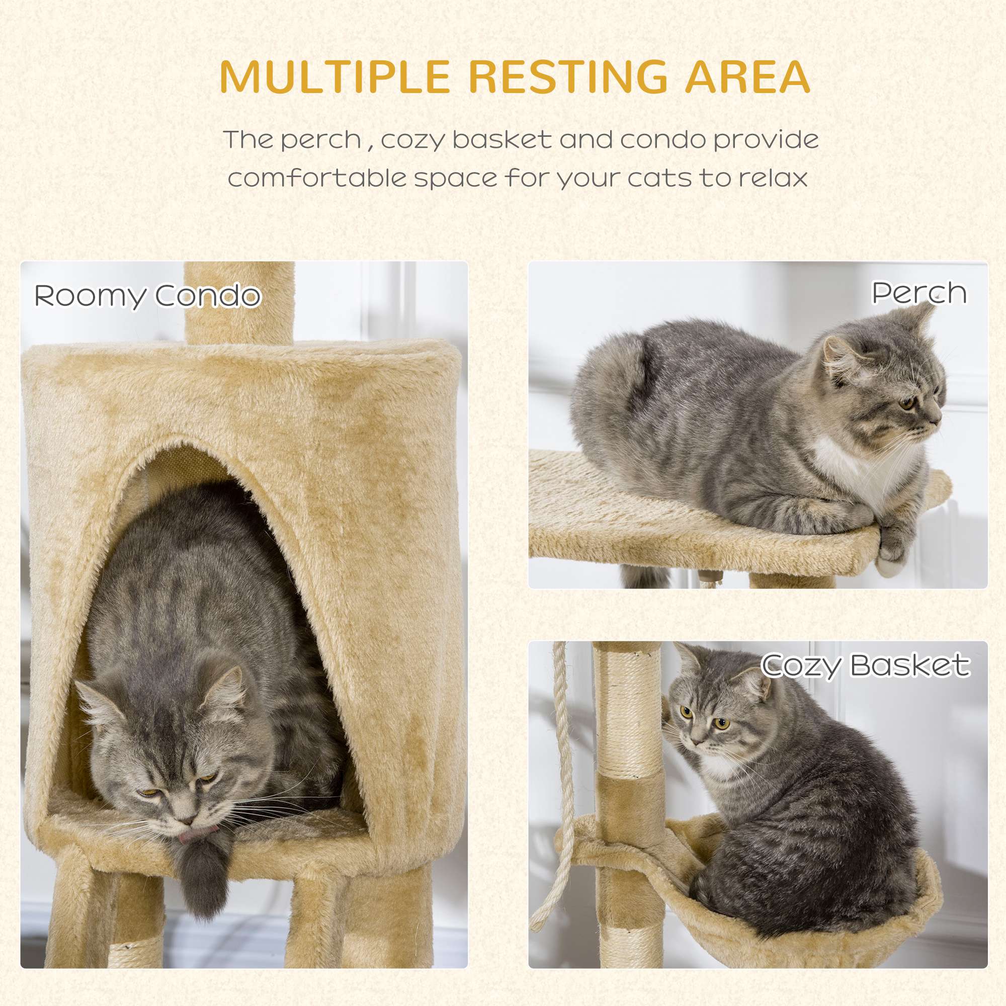 PawHut 37.8" Cat Tree for Indoor Cats, Cat Tower with Large Cat Condo and Sisal Scratching Post for Kittens, Brown
