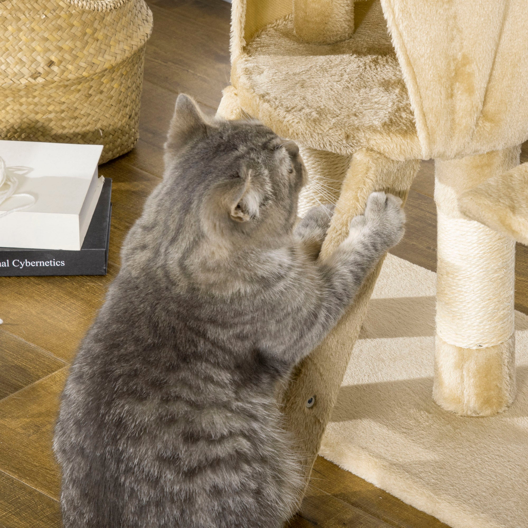PawHut 37.8" Cat Tree for Indoor Cats, Cat Tower with Large Cat Condo and Sisal Scratching Post for Kittens, Brown