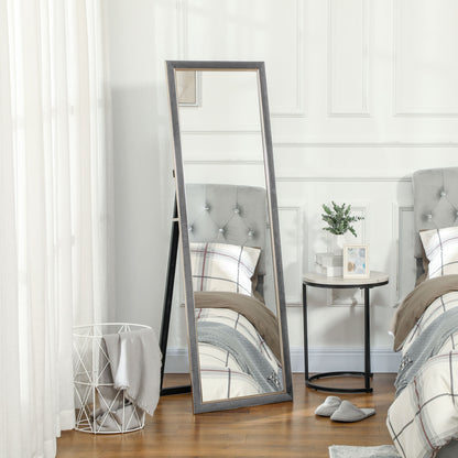 HOMCOM Full Length Mirror, 64" x 21" Full Body Mirror with Gold Frame, Free Standing, Leaning or Wall Mirror for Living Room, Bedroom, Grey