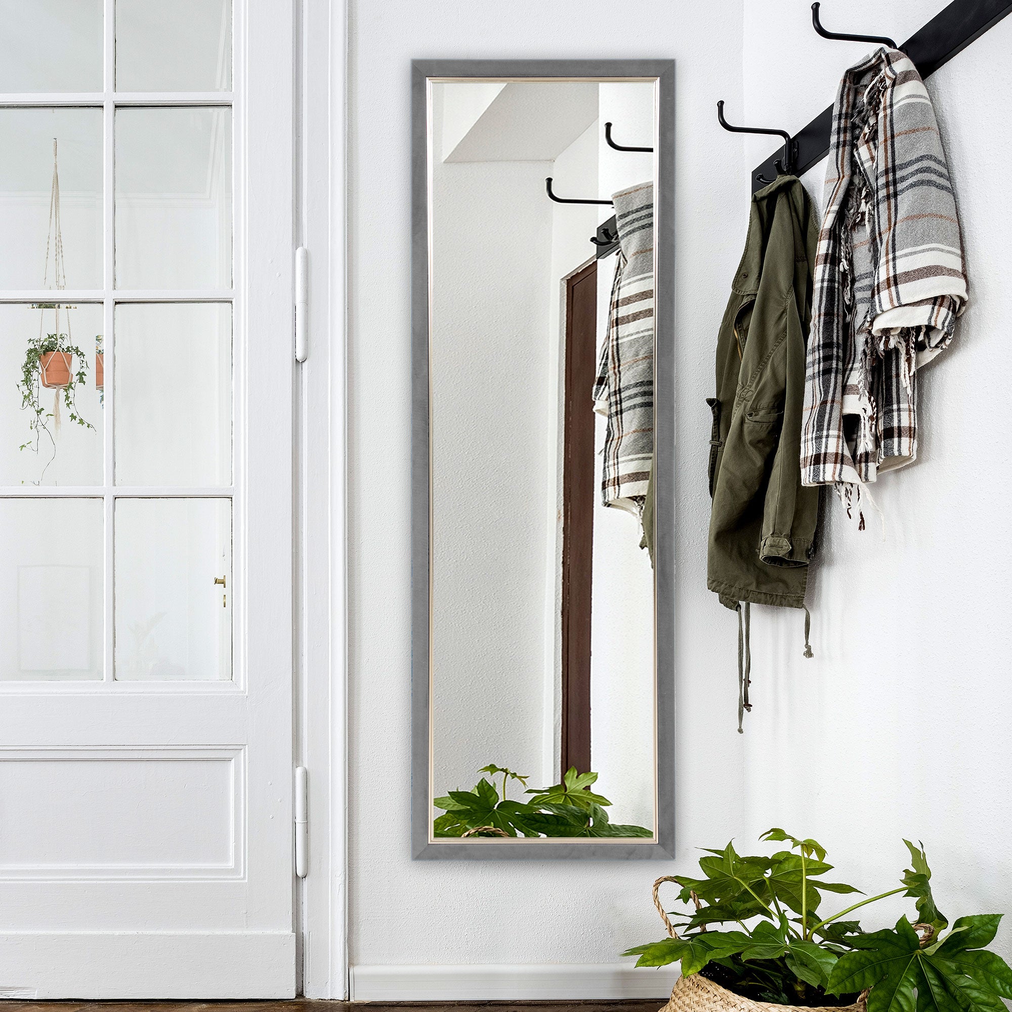 HOMCOM Full Length Mirror, 64" x 21" Full Body Mirror with Gold Frame, Free Standing, Leaning or Wall Mirror for Living Room, Bedroom, Grey