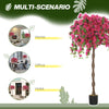 HOMCOM 5FT Artificial Murraya Tree with Natural Wood Trunk and Realistic Flowers, Faux Plants with Pots, Fake Trees for Indoor Home Decor Living Room Office, Set of 2