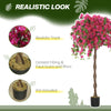 HOMCOM 5FT Artificial Murraya Tree with Natural Wood Trunk and Realistic Flowers, Faux Plants with Pots, Fake Trees for Indoor Home Decor Living Room Office, Set of 2