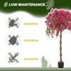HOMCOM 5FT Artificial Murraya Tree with Natural Wood Trunk and Realistic Flowers, Faux Plants with Pots, Fake Trees for Indoor Home Decor Living Room Office, Set of 2