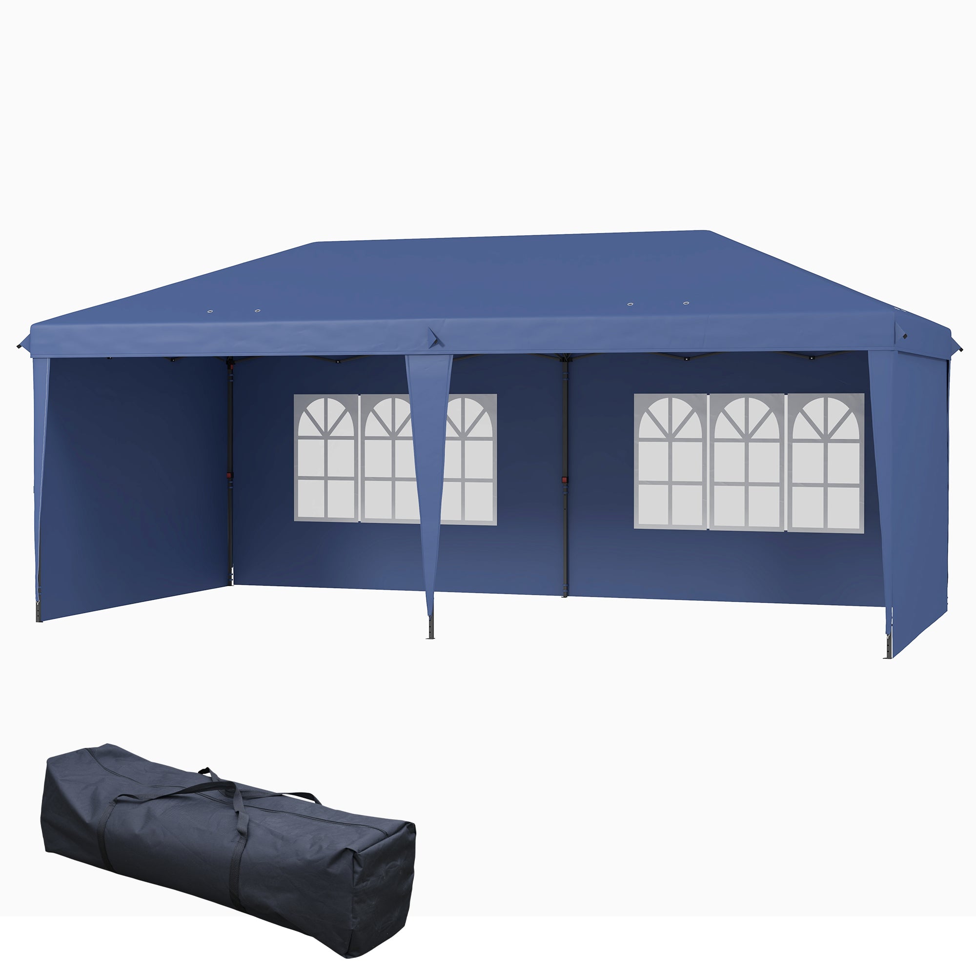 Outsunny 10' x 20' Outdoor Pop Up Canopy Tent Party Tent Instant Shelter W/ Carrying Bag, Blue