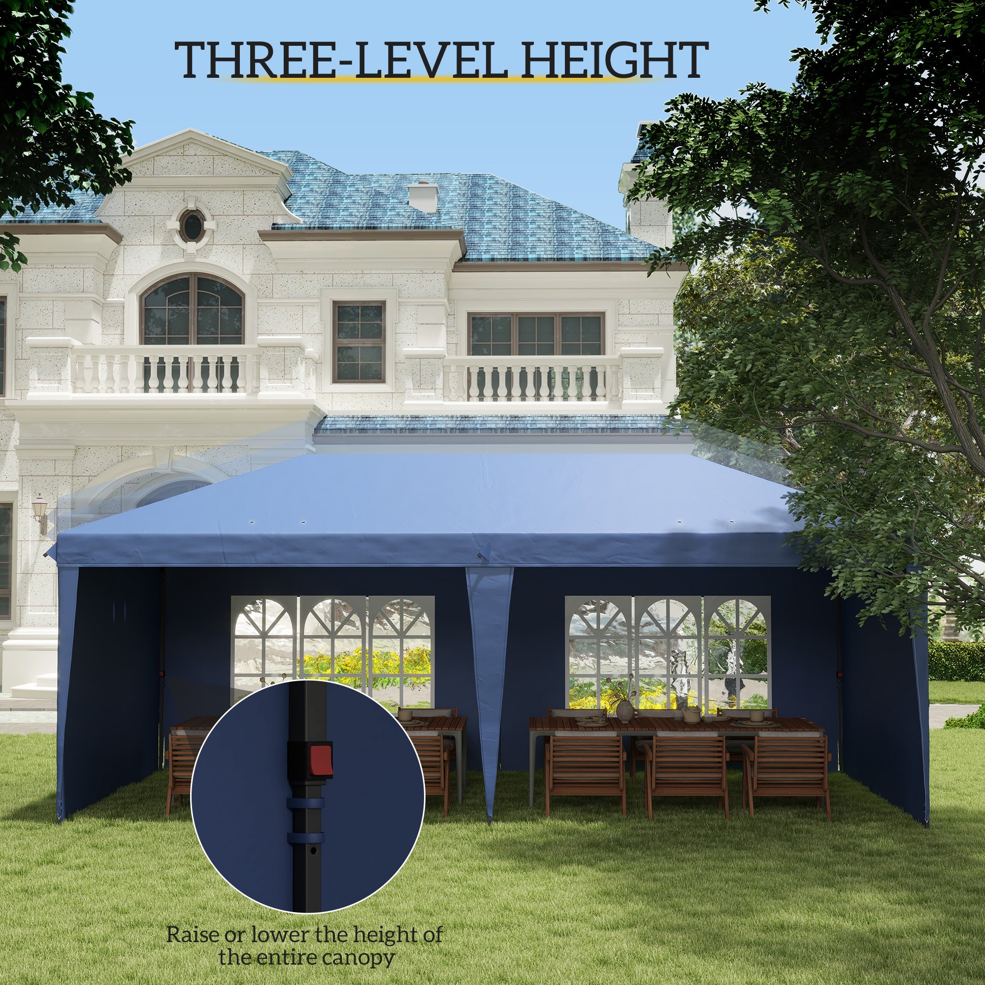 Outsunny 10' x 20' Outdoor Pop Up Canopy Tent Party Tent Instant Shelter W/ Carrying Bag, Blue