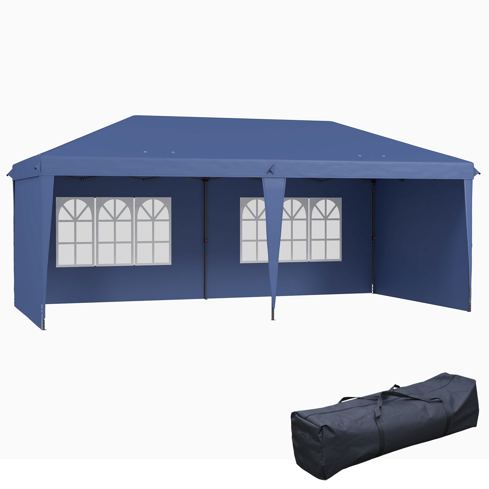 Outsunny 10' x 20' Outdoor Pop Up Canopy Tent Party Tent Instant Shelter W/ Carrying Bag, Blue
