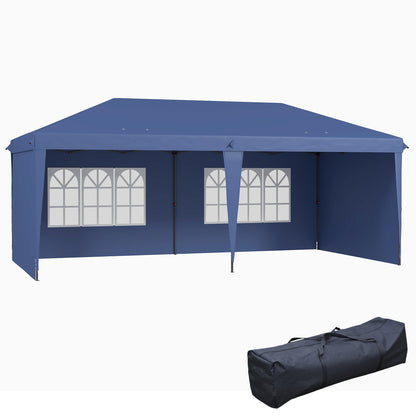 Outsunny 10' x 20' Outdoor Pop Up Canopy Tent Party Tent Instant Shelter W/ Carrying Bag, Blue
