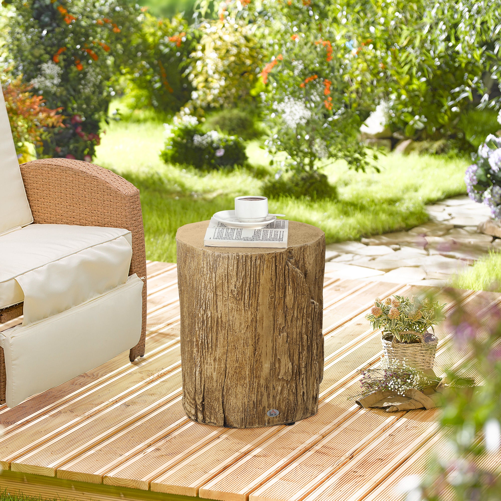 HOMCOM Concrete Finish Side Table, Lightweight Accent Table, 17