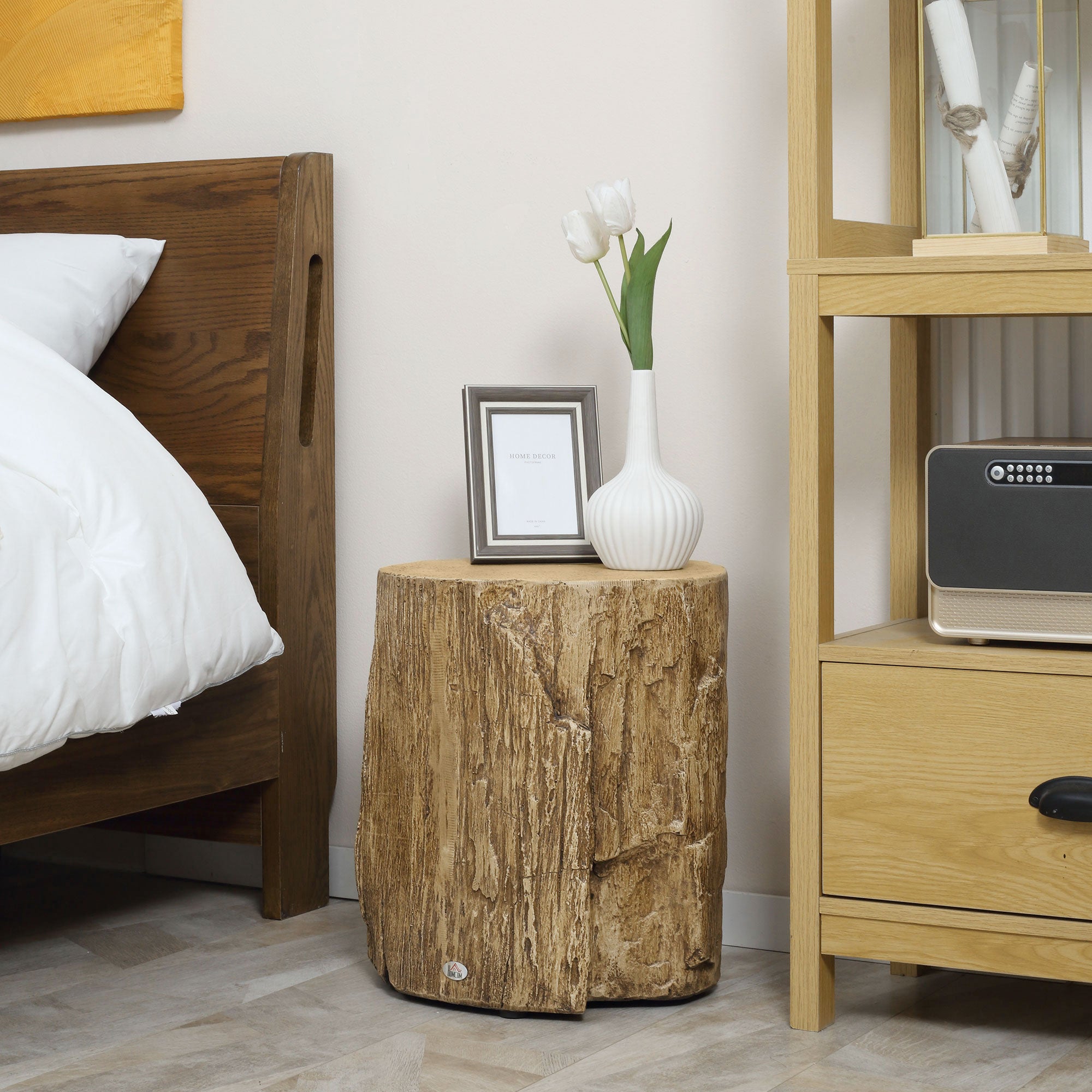HOMCOM Concrete Finish Side Table, Lightweight Accent Table, 17