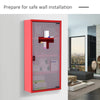 HOMCOM Locking Medicine Cabinet, 12" x 24" Bathroom Wall Cabinet with 4 Tier Shelves, Steel Frame and Glass Door, Lockable with 2 Keys, Red