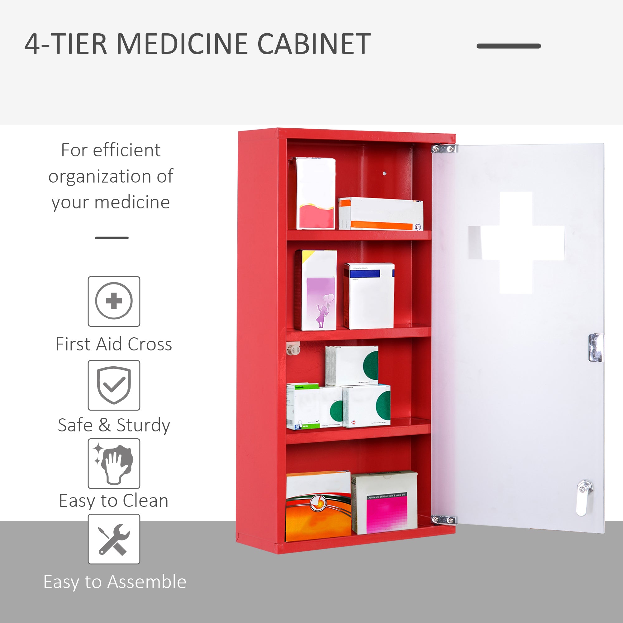 HOMCOM Locking Medicine Cabinet, 12