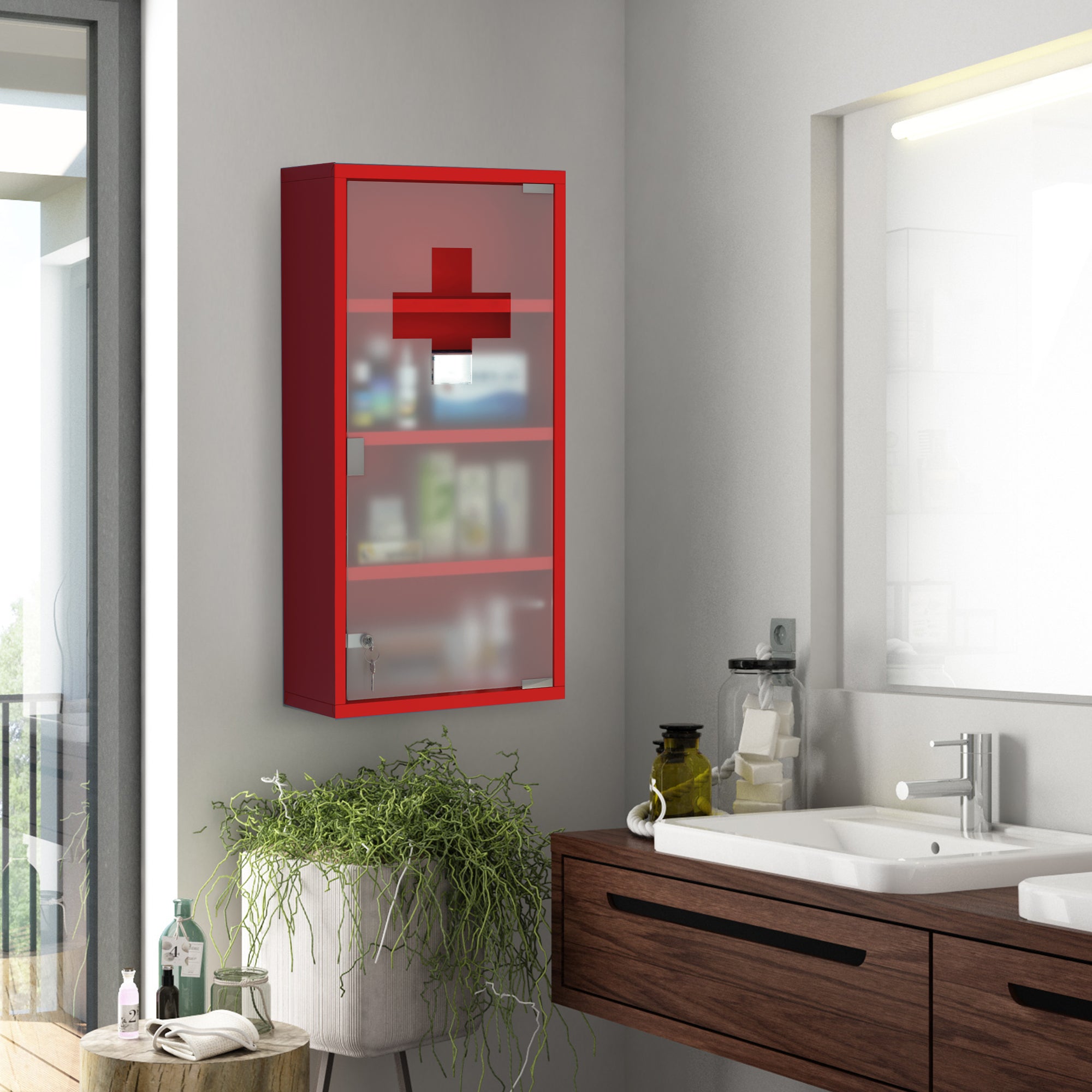 HOMCOM Locking Medicine Cabinet, 12
