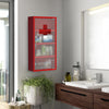 HOMCOM Locking Medicine Cabinet, 12" x 24" Bathroom Wall Cabinet with 4 Tier Shelves, Steel Frame and Glass Door, Lockable with 2 Keys, Red