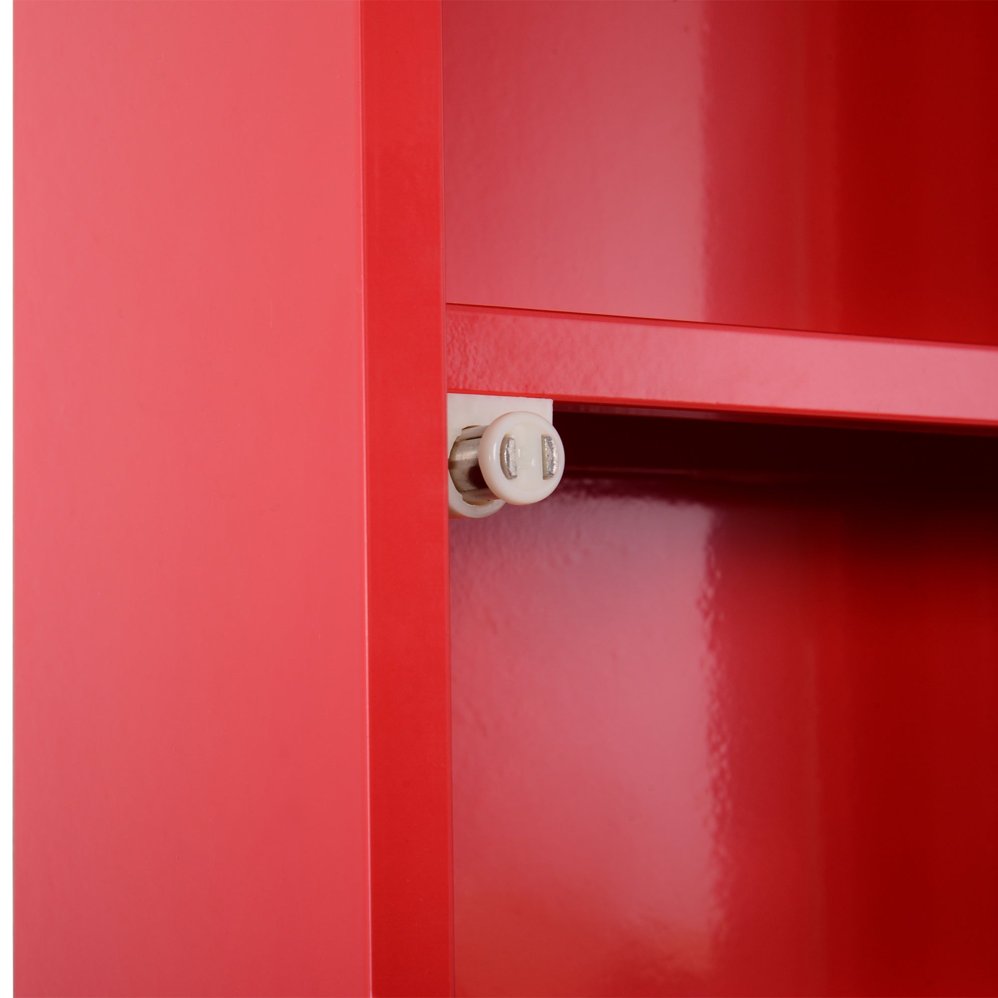 HOMCOM Locking Medicine Cabinet, 12" x 24" Bathroom Wall Cabinet with 4 Tier Shelves, Steel Frame and Glass Door, Lockable with 2 Keys, Red