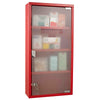 HOMCOM Locking Medicine Cabinet, 12" x 24" Bathroom Wall Cabinet with 4 Tier Shelves, Steel Frame and Glass Door, Lockable with 2 Keys, Red