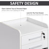 HOMCOM 3 Drawer File Cabinet with Lock and Edged Top, Lockable Filing Cabinet on Wheels with Hanging Bars for Letter and A4 Size, White