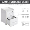 HOMCOM 3 Drawer File Cabinet with Lock and Edged Top, Lockable Filing Cabinet on Wheels with Hanging Bars for Letter and A4 Size, White
