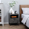 HOMCOM Bedside Table, Nightstand with Drawer and Open Shelf, Square Side End Table with Steel Legs for Bedroom, Dark Grey
