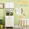 HOMCOM 71"H Freestanding Kitchen Pantry, Buffet with Hutch, Microwave Stand with Storage Cabinet, White