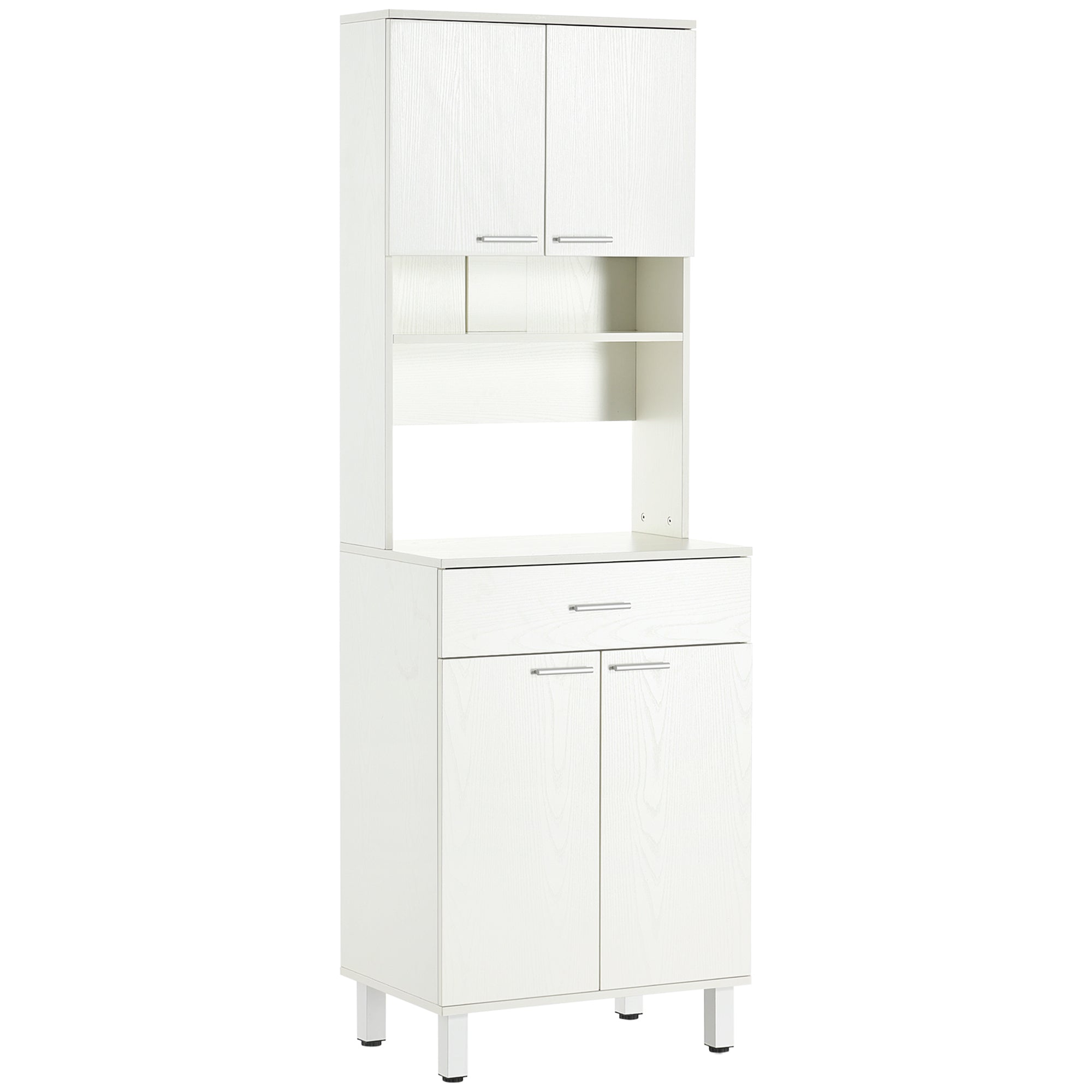 HOMCOM 71"H Freestanding Kitchen Pantry, Buffet with Hutch, Microwave Stand with Storage Cabinet, White