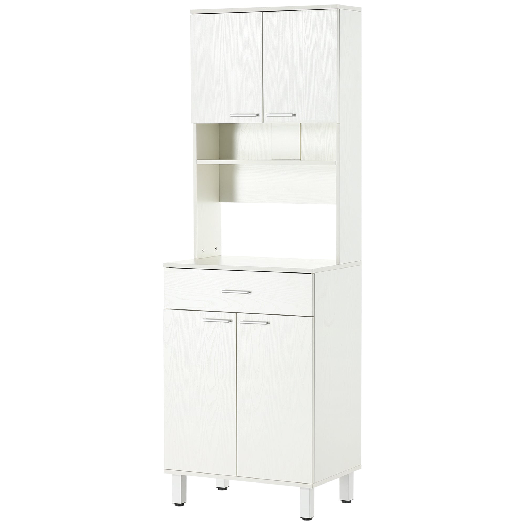 HOMCOM 71"H Freestanding Kitchen Pantry, Buffet with Hutch, Microwave Stand with Storage Cabinet, White
